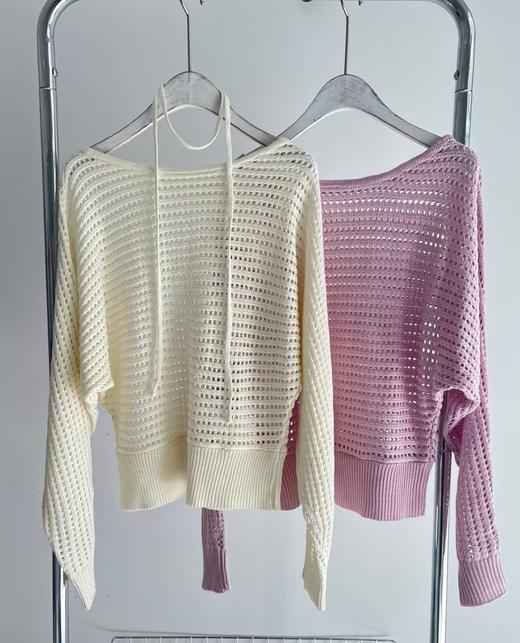 【门店同款】ENJOY春季“柔光芳序”镂空系带针织上衣 169494202 商品图0