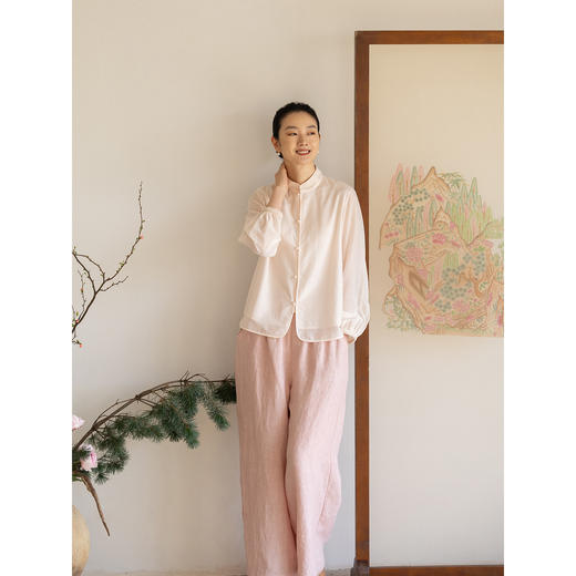 牧衣游原创 丝棉净色衬衫女新款轻薄文艺百搭极简新中式上衣 物空 商品图3