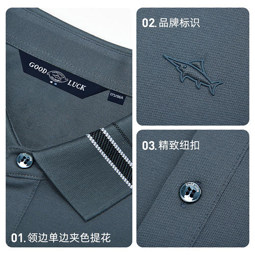 【莱赛尔】德鲨深蓝色短袖POLO衫男2026夏新款休闲翻领T恤 商品图3