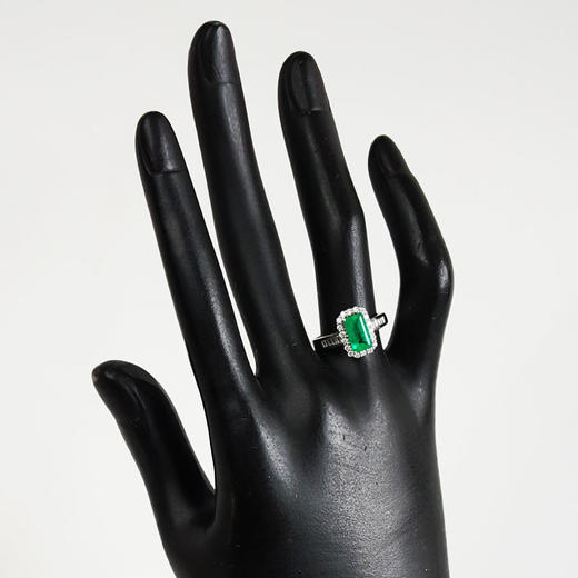 【天然正品】AU750精品白金镶钻镶天然祖母绿型艳绿1.18克拉祖母绿戒指13.5号（戒圈可改）290126NJS40 商品图6