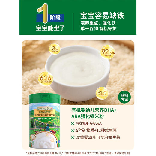 爷爷的农场有机婴幼儿强化铁米粉（营养DHA+ARA）225g 商品图0
