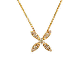 莱绅通灵AU750黄金经典时尚四叶草造型0.073克拉钻石配玛瑙吊坠项链 链长：40CM 260126TB59