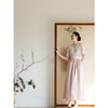 牧衣游原创 32姆米重磅丝麻打条连衣裙新款宽松粉色气质长裙 空谷 商品缩略图1