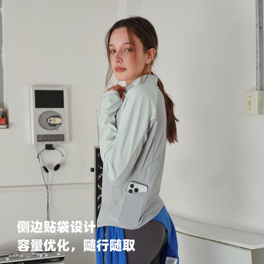 714street拼接透气运动长袖速干衣2026春季吸湿防晒半拉链T恤女款 商品图2