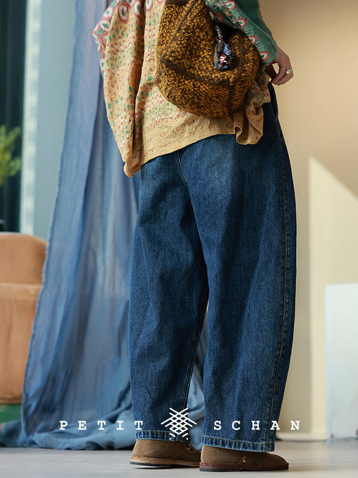 Petit Schan小闪 CLO#1044 Carefree 逍遥 纯棉土耳其牛仔休闲半松紧腰牛仔弯刀裤 商品图2