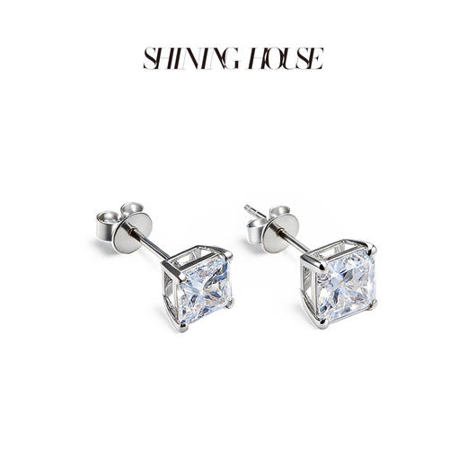 Ease·Shining系列 ShiningHouse[培育] 18k金钻石耳饰 单只 公主方形人工真钻人造钻石K金耳饰简约钻石耳饰悦己送礼臻选【此商品不支持7天无理由退货退款】 商品图2