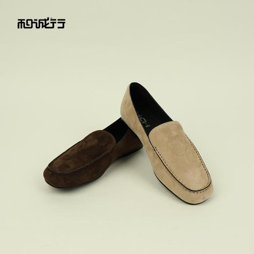 和诚行2026春季新款复古一脚蹬磨砂皮深口舒适软平底女式乐福鞋1830059 商品图4