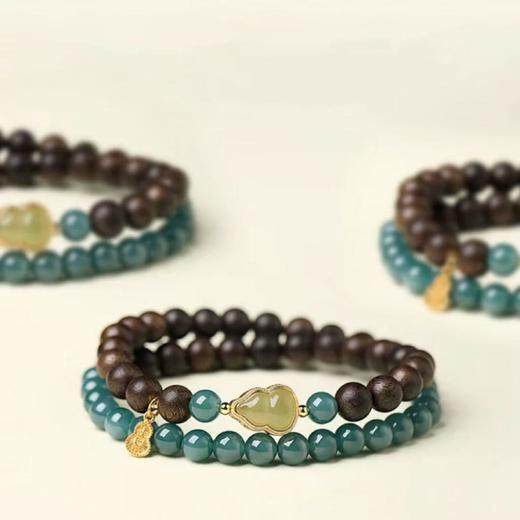 【粉丝专属❗️沉香佛珠吉牌手串】运势装备，鸿运随行，时过百年，留香依旧！晴水葫芦蓝水翡翠双圈古风手链男女6mm手链 商品图1