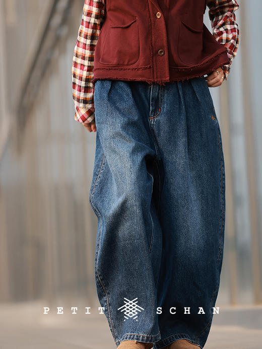 Petit Schan小闪 CLO#1044 Carefree 逍遥 纯棉土耳其牛仔休闲半松紧腰牛仔弯刀裤 商品图4