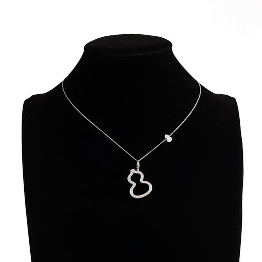 【95新】Qeelin麒麟Wulu系列大号白金满钻镂空葫芦项链 链长约41cm，吊坠尺寸26*19.7mm女士280126NJS12 商品图6