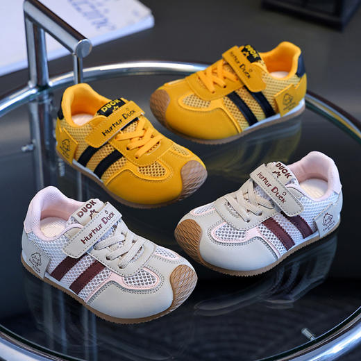 【小黄鸭】2026儿童春夏季新款女童网布透气炸街德训鞋韩版男童运动鞋26-37 商品图0
