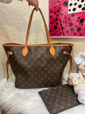 LV nf 中号 老花 米色内衬 单肩包