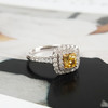【天然正品】AU750白金方形设计师四爪款0.52克拉浓彩黄色钻石戒指14号（戒圈可改）290126NJS45 商品缩略图5