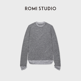 ROMI STUDIO100%水溶羊毛轻薄柔软假两件针织上衣 RWCASU6753