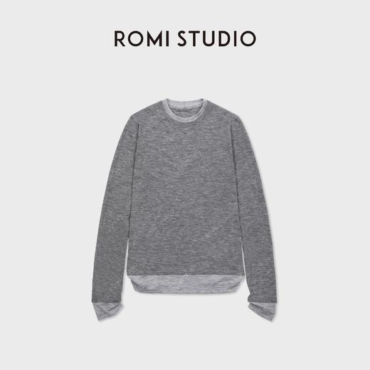 ROMI STUDIO100%水溶羊毛轻薄柔软假两件针织上衣 RWCASU6753 商品图0