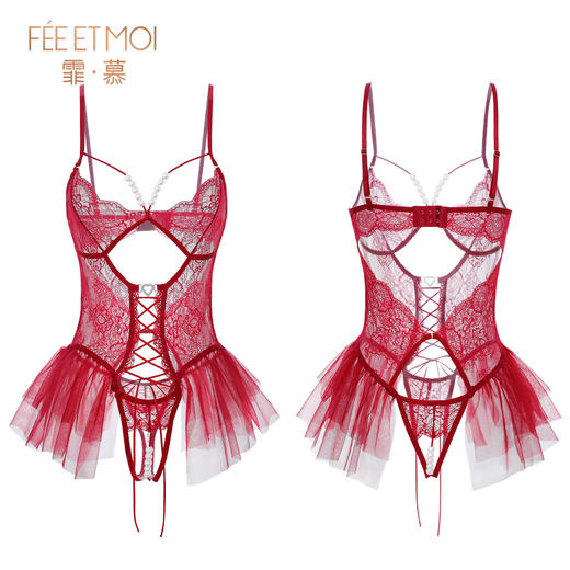 【蕾丝珠宝】霏慕×谜姬 串珠蕾丝系带连体衣7055 商品图4