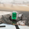 【天然正品】AU750精品白金镶钻镶天然祖母绿型艳绿1.18克拉祖母绿戒指13.5号（戒圈可改）290126NJS40 商品缩略图3