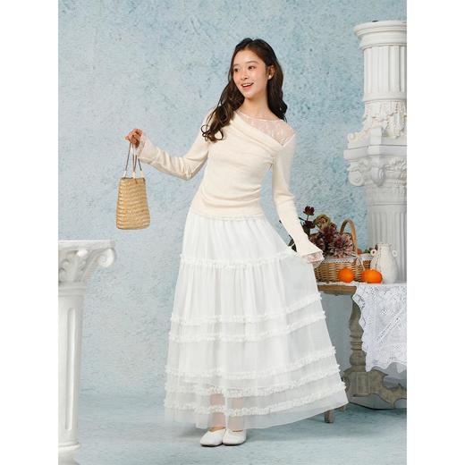 减龄木耳边网纱长半裙-纪念日百货门店同款169794150 商品图3