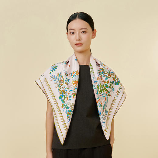 万事利双面印花大方巾-骐骥花丛 商品图0
