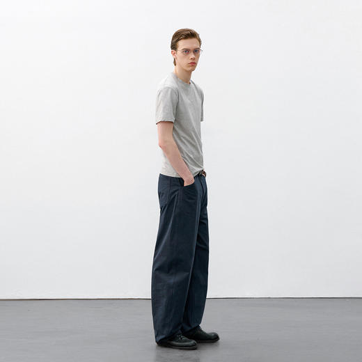 714street日系棉麻显瘦藏肉弯刀裤 2026春季立体剪裁宽松休闲裤男 商品图3