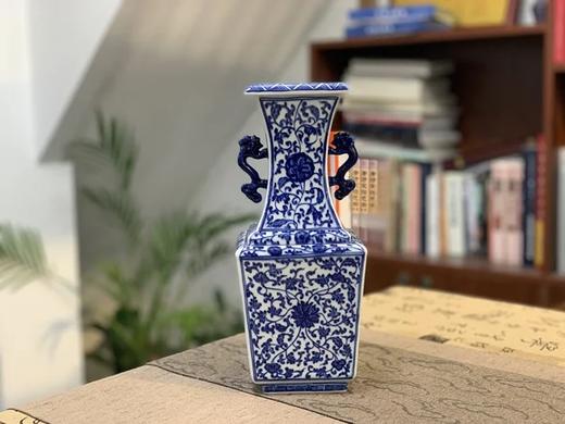 柴窑缠枝四方双耳瓶 商品图0