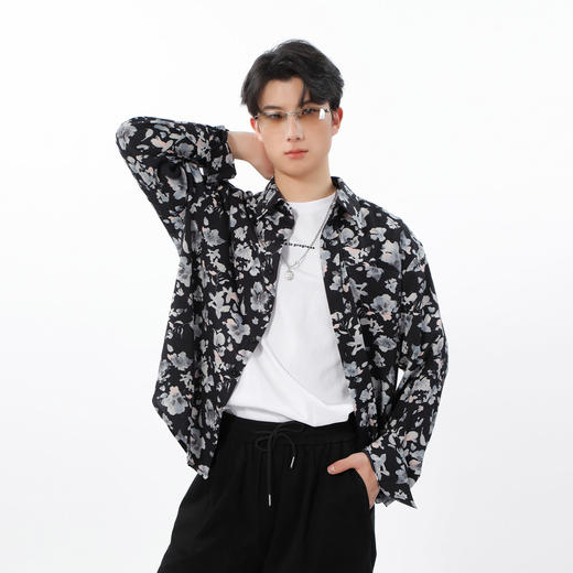 休闲时尚复古花卉长袖衬衫-纪念日百货门店同款169251817 商品图1