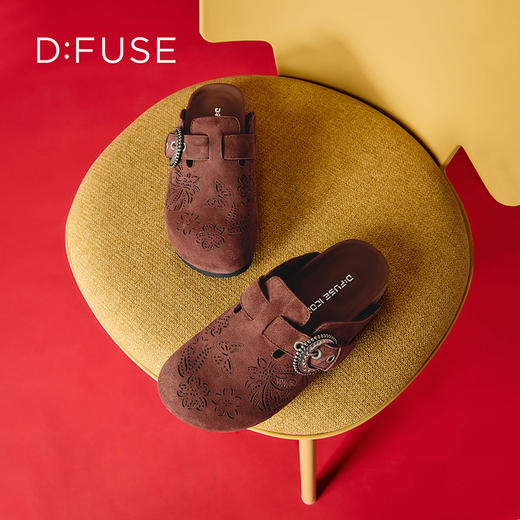 Dfuse迪芙斯2026春季新款镂空雕花半包头勃肯鞋拖鞋DFE1110077 商品图6