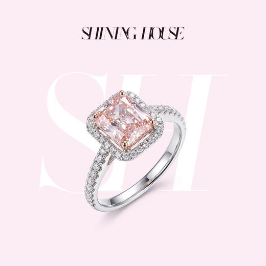 ShiningHouse[培育] 粉钻系列 18k金钻石戒指 公主方形2克拉钻人工真钻人造钻石K金戒指时尚钻石戒指卓越匠心奢耀臻献【此商品不支持7天无理由退货退款】预计3日发货 商品图3