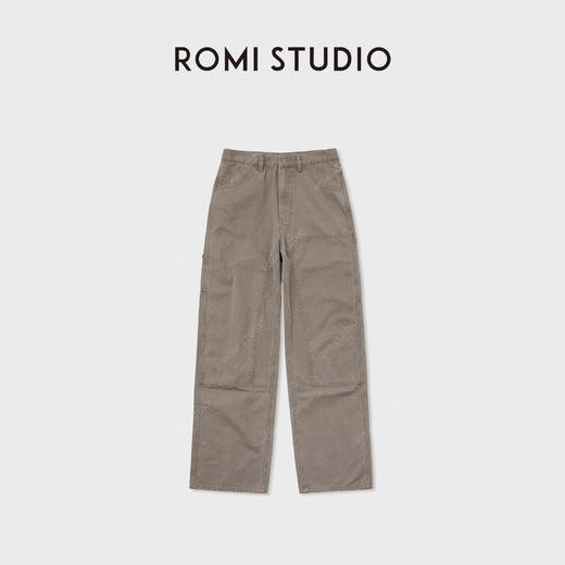 ROMI STUDIO“酷飒恣意”全棉珠帆布酵洗量感工装长裤 RWCAXA5468 商品图1