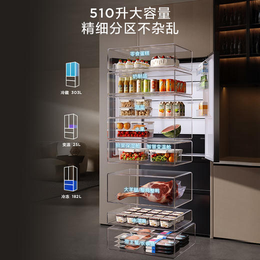 【新品上市】TCL大无界510L法式多门冰箱双系统Pro双净味594mm超薄零嵌冰箱R510T9-DQS 商品图8