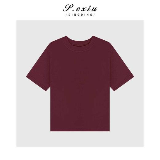 04-3潘依绣丁丁宠粉PanYiXiu/潘依绣韩系简约百搭加厚磨绒休闲短袖圆领上衣W-63562 商品图3