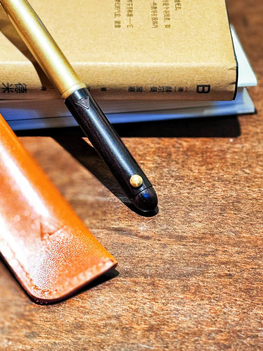 新品【升级版真皮套装】黄铜檀木签字笔 商品图13
