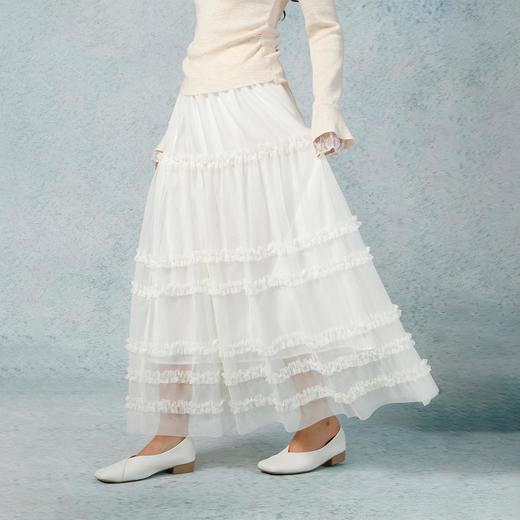 减龄木耳边网纱长半裙-纪念日百货门店同款169794150 商品图0