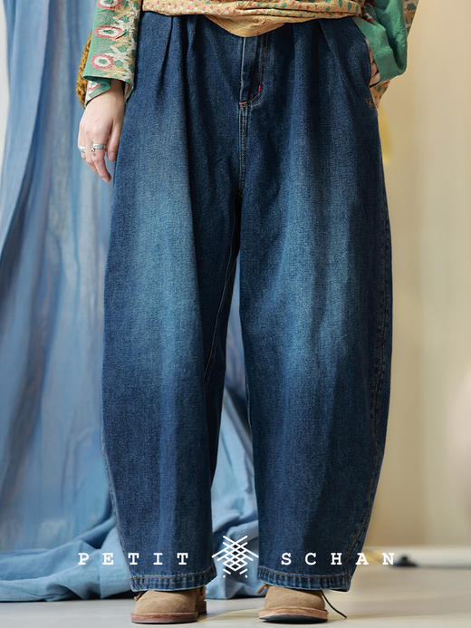 Petit Schan小闪 CLO#1044 Carefree 逍遥 纯棉土耳其牛仔休闲半松紧腰牛仔弯刀裤 商品图0
