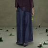 【林栖设计小店】山林抚风|藏青色丝麻绣花宽松百搭2026春新款阔腿裤子1961098 商品缩略图5