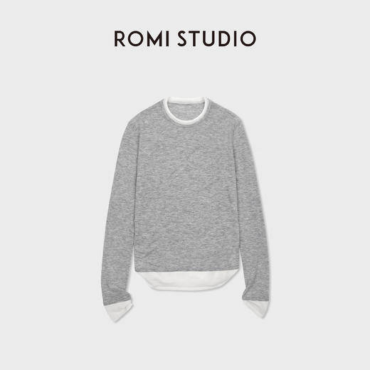 ROMI STUDIO100%水溶羊毛轻薄柔软假两件针织上衣 RWCASU6753 商品图5