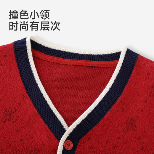 【商场同款】英氏童装儿童毛衣男童毛线衣新款红色渐变针织衫 商品图1