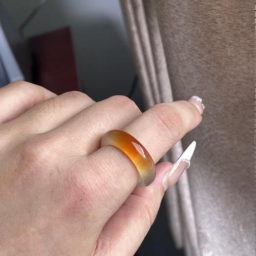 【黄龙玉髓戒指】敦煌福泽小众马料玉髓男女款素圈戒指一口糖玛瑙玉石尾戒配饰 商品图5