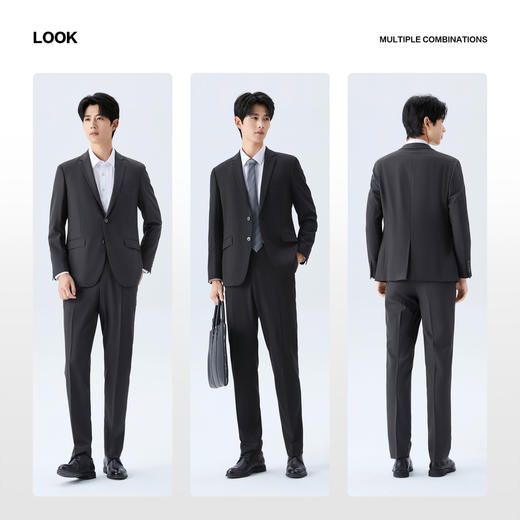 【含莱赛尔/免烫】柒牌男士西服套装经典商务免烫西装外套130C70070 商品图2