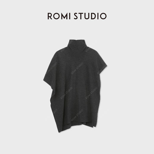 ROMI STUDIO100扬子精纺羊毛慵懒感蝙蝠袖高领披肩毛衫RWDSSU2402 商品图1