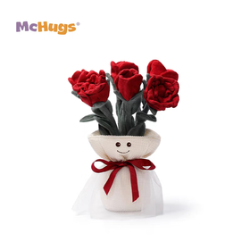 MCHUGS玫瑰花手捧花植物玩偶娃娃毛绒玩具生日礼物情侣礼物 浪漫玫瑰手捧花 30CM