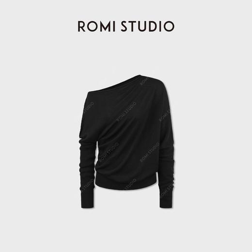 ROMI STUDIO100高支绵羊毛松弛感落肩套头毛织长袖RWDSS61743 商品图0