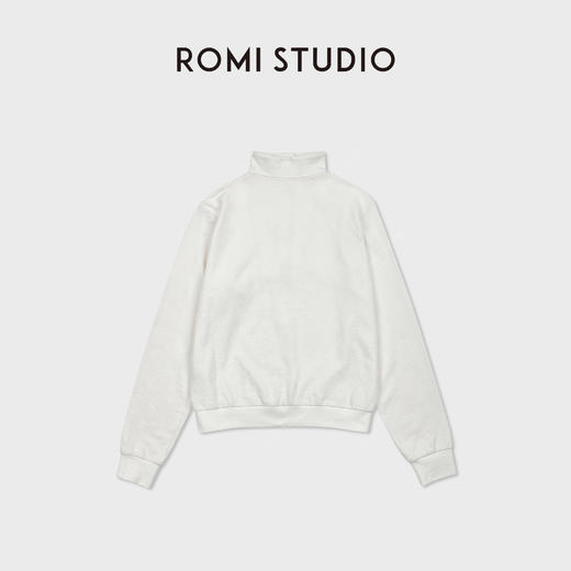 ROMI STUDIO高克重精梳棉柔感极简立领按扣长袖卫衣RWDSS82214 商品图1