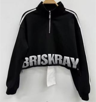 NC拉链立领印字母短款卫衣60110（黑）春季161011770321 商品图1