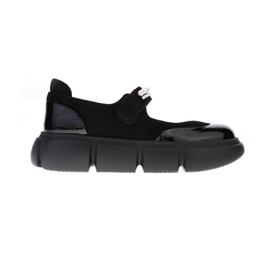 sheme皮料拼接珍珠链条点缀休闲时尚女士玛丽珍单鞋可定制 商品图5