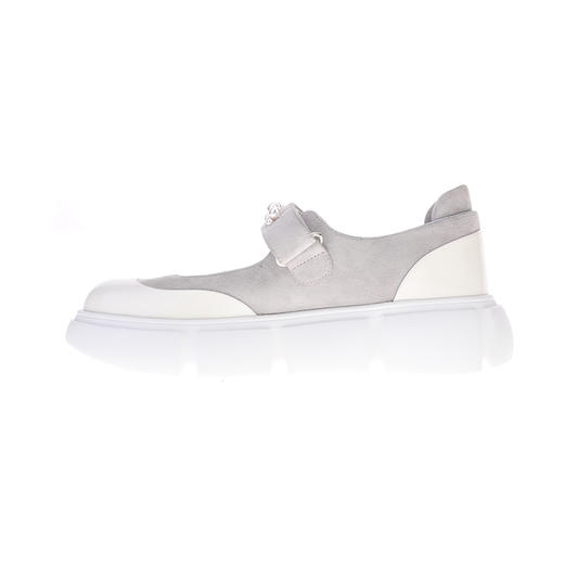 sheme皮料拼接珍珠链条点缀休闲时尚女士玛丽珍单鞋可定制 商品图1