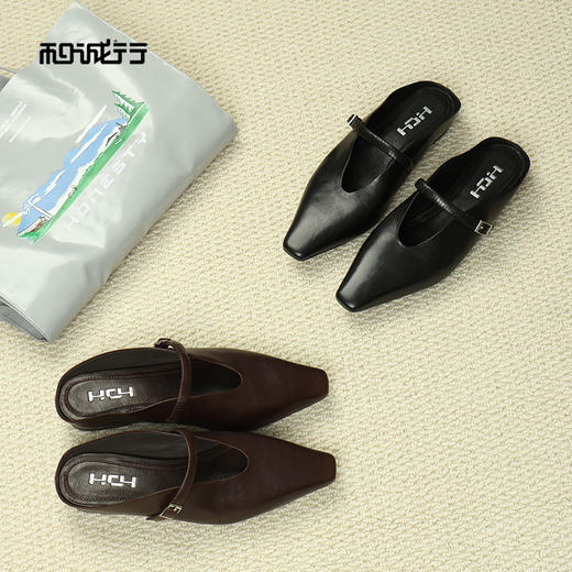 和诚行2026春季新款舒适百搭一字扣带外穿平底女式拖鞋0400265 商品图1