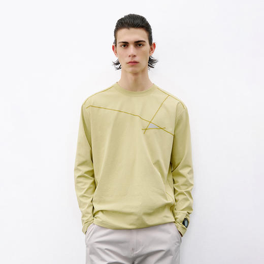 714street吸湿速干7A抗菌运动长袖2026春季防晒反光印花情侣T恤男 商品图1