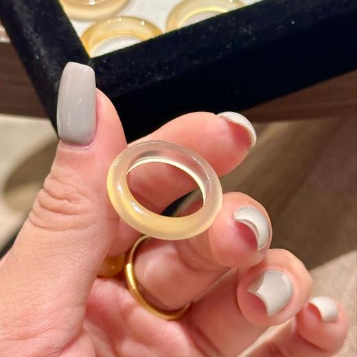 【黄龙玉髓戒指】敦煌福泽小众马料玉髓男女款素圈戒指一口糖玛瑙玉石尾戒配饰 商品图7