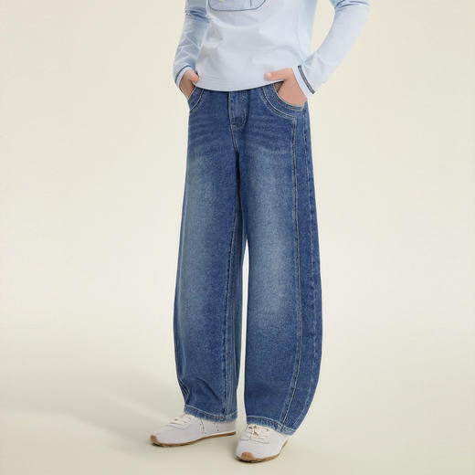 笛莎/Deesha 2026年春季新款女童弯刀牛仔裤 商品图1